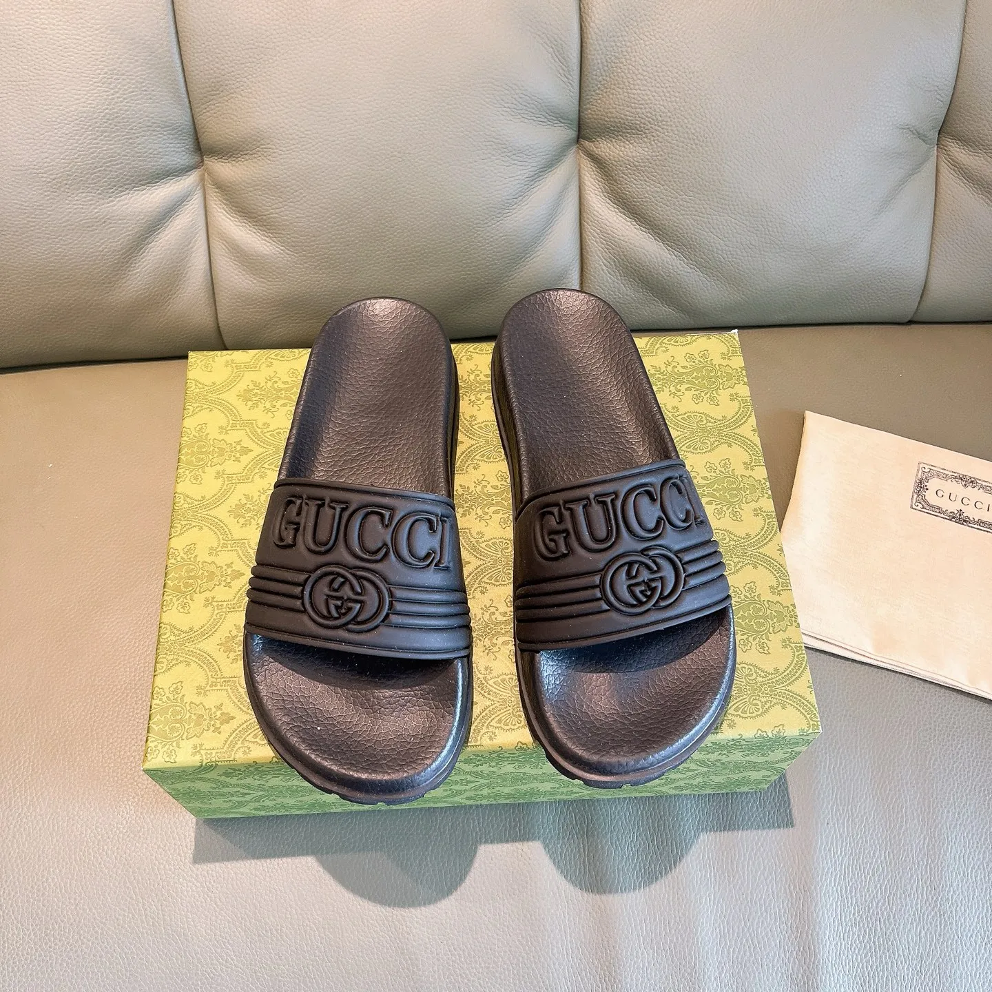 Men's Men's Shoes 130🐮🐮Gucci Gucci Slippers Gucci 2024 latest beach sandals slippers Original molding double G LOGO Original molding consistent Outsole: Men's Men's Shoes u double-layer outsole Size: 35-46